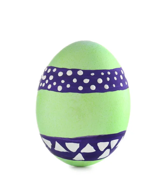 Uovo Pasqua Decorato Sfondo Bianco — Foto Stock