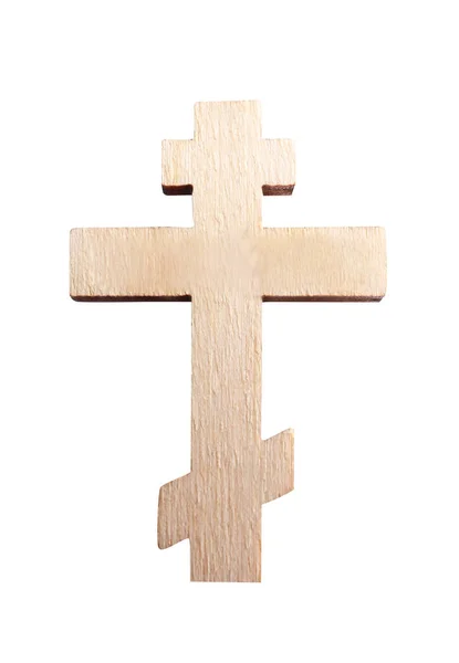 Dřevěný kříž na bílém pozadí — Stock fotografie