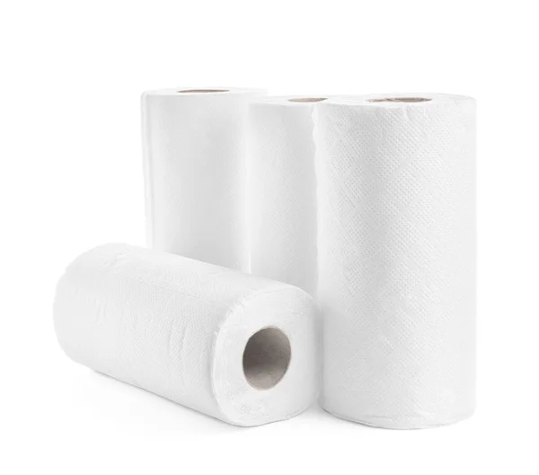 Rotoli Asciugamani Carta Sfondo Bianco — Foto Stock