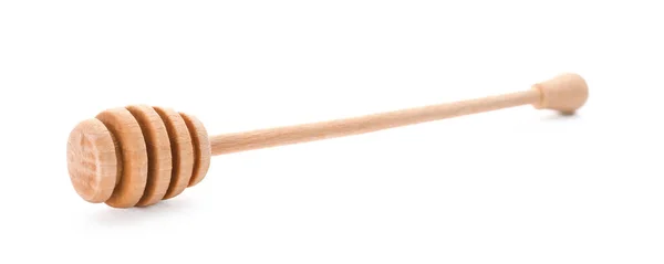 Honigschleuder aus Holz auf weißem Hintergrund. Handgefertigte Kochutensilien — Stockfoto