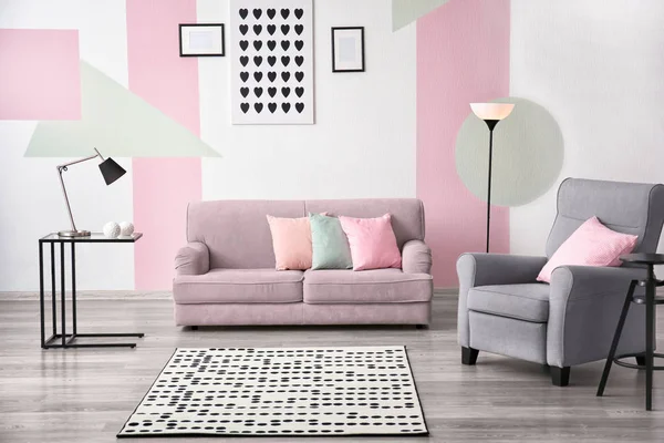 Stylish Living Room Interior Comfortable Sofa — Stock Photo, Image