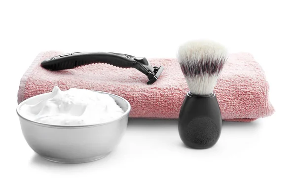 Shaving accessories for man on white background — Stock Photo, Image