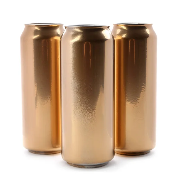 Cans of beer on white background — Stock Photo, Image