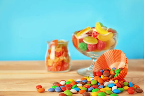 Glassware with different candies — Stock Photo, Image