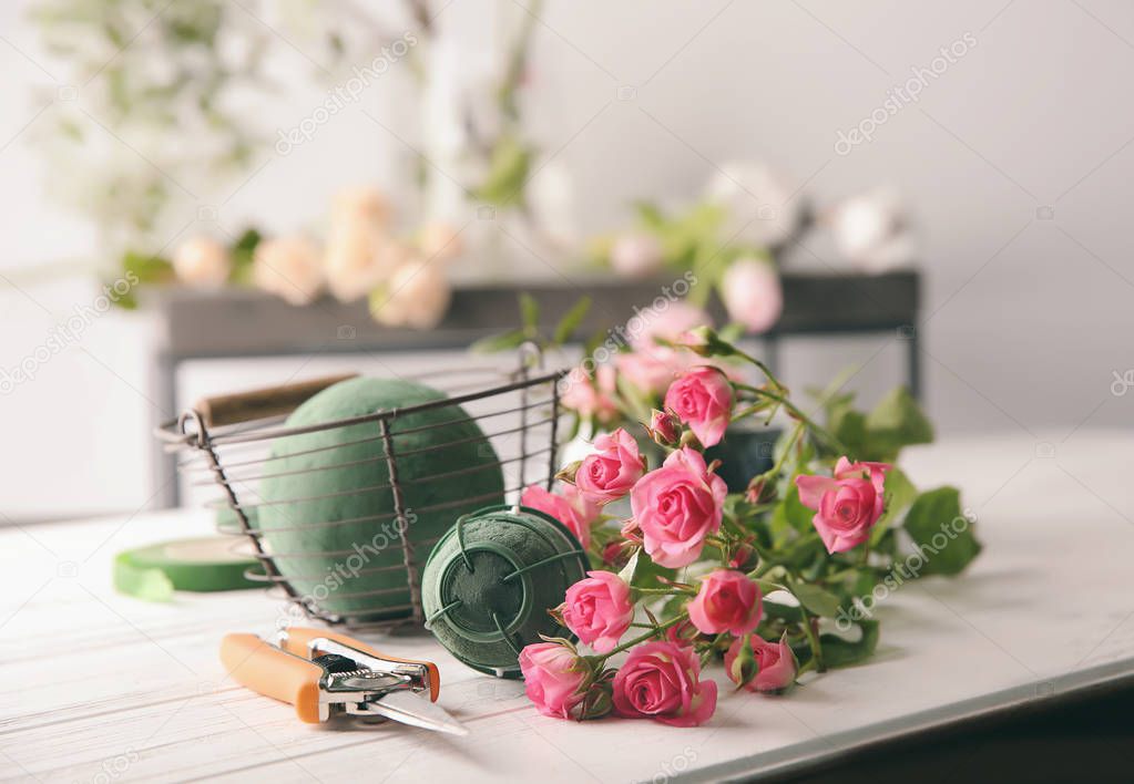 Florist equipment with flowers