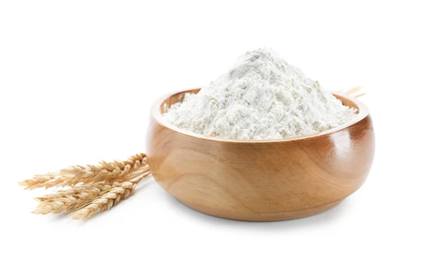 Wheat flour in bowl — Stock Photo, Image