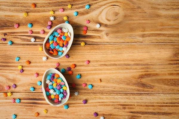 Chocolate egg halves with sprinkles — Stock Photo, Image
