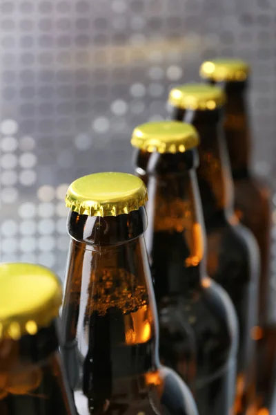 Bottles of beer in brewery — Stock Photo, Image