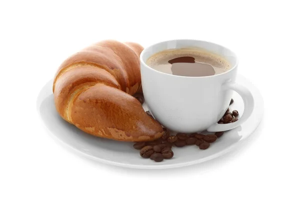 Croissant a kafe — Stock fotografie
