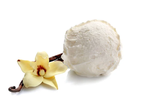 Delicioso Helado Vainilla Sobre Fondo Blanco —  Fotos de Stock