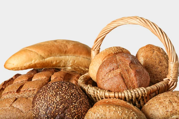 Prodotti Pane Appena Sfornati Fondo Chiaro — Foto Stock