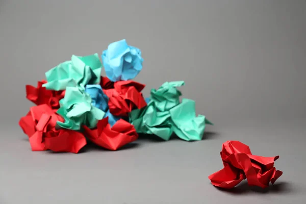 Crumpled Paper Ball Pile Different Ones Grey Background Royalty Free Stock Images