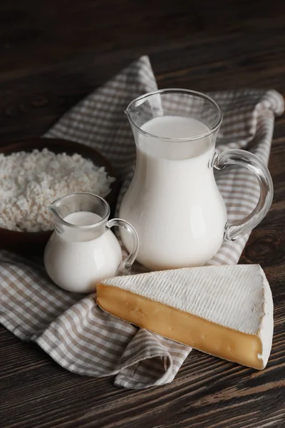 Fresh dairy products on table — Stock Photo, Image