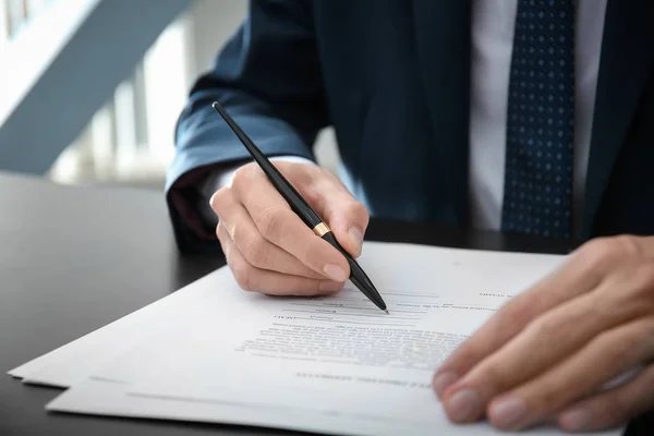 Male lawyer working in office, closeup — Stock Photo, Image