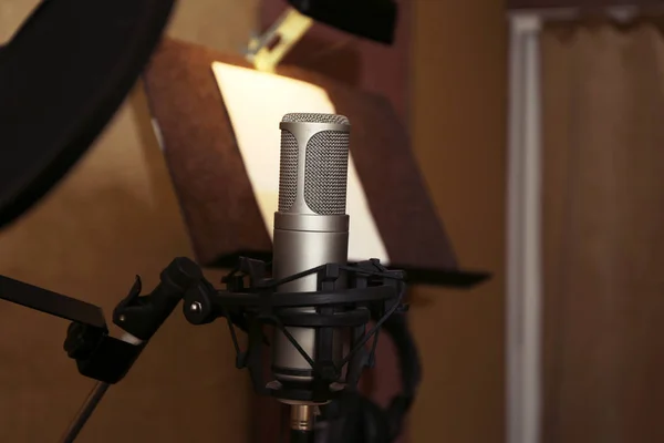 View of microphone at radio station — Stock Photo, Image