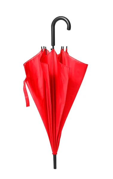 Elegante ombrello rosso su sfondo bianco — Foto Stock