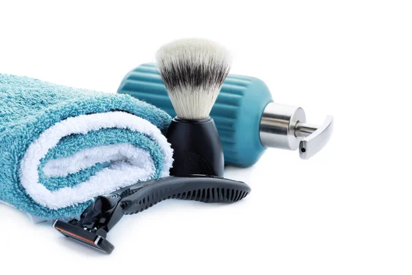Shaving accessories for man on white background — Stock Photo, Image