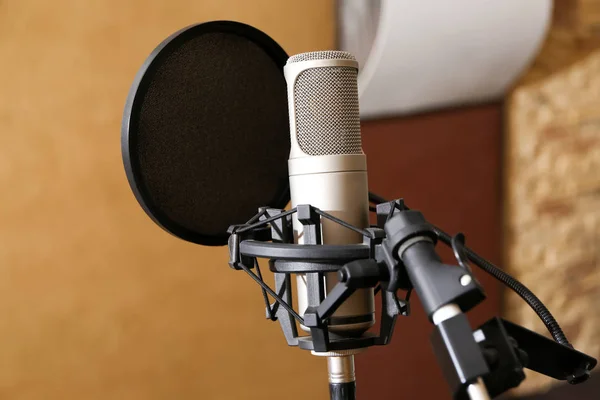 View of microphone at radio station — Stock Photo, Image