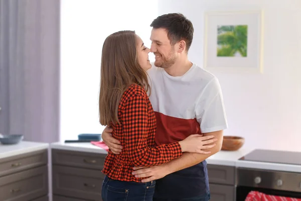 Portrait of cute lovely couple at home — Stock Photo, Image