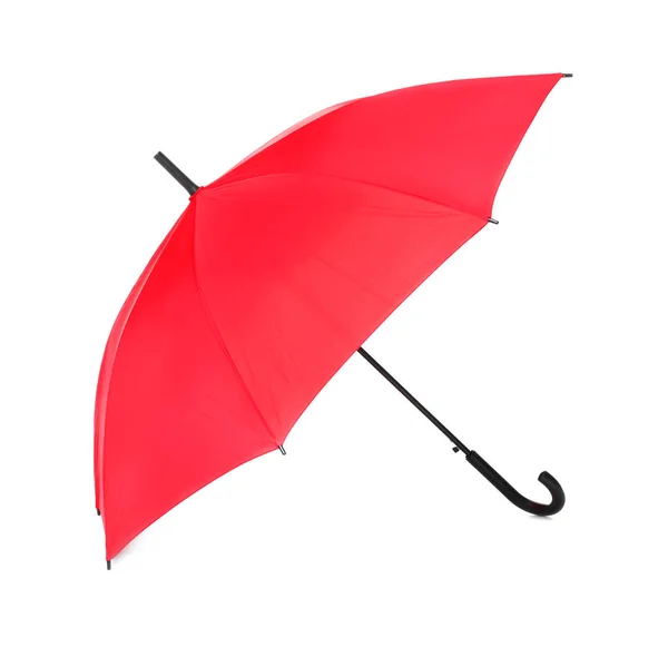 Stilvoller Roter Regenschirm Auf Weißem Hintergrund — Stockfoto