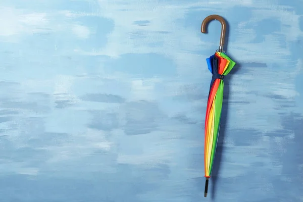Stylish Rainbow Umbrella Hanging Color Wall — Stock Photo, Image