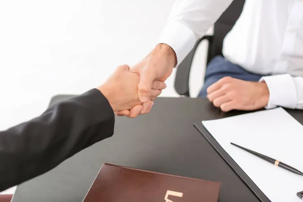 Lawyer Shaking Hands Client Office Closeup — Stock Photo, Image