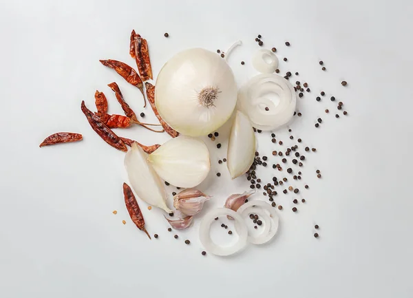 Composition with fresh onion on white background — Stock Photo, Image