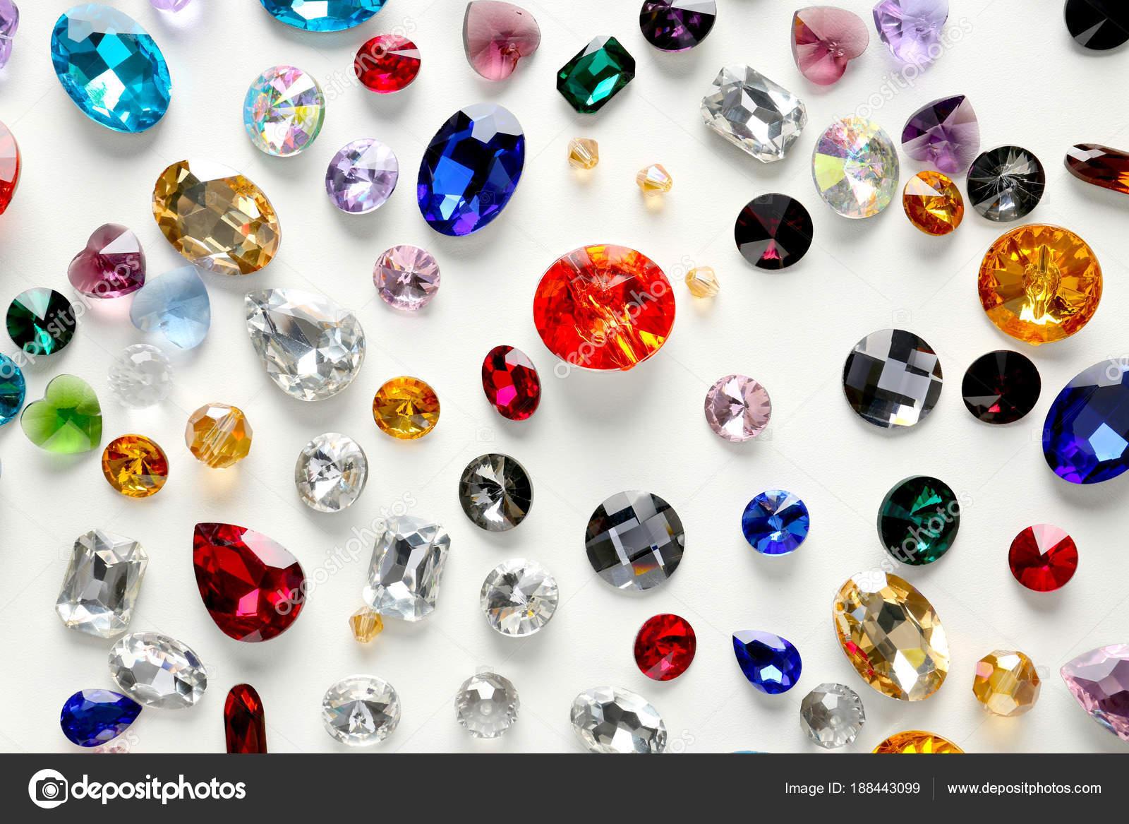 Colorful precious stones for jewellery on white background Stock