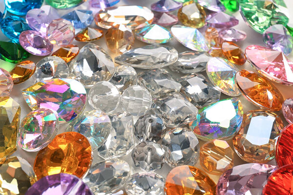 Various colorful precious stones for jewellery, closeup