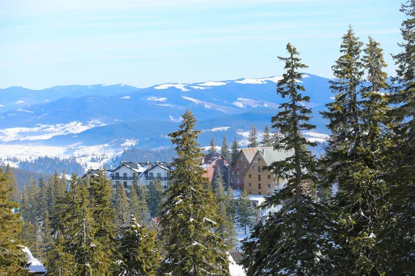 Snowy resort in mountains — Stock Photo, Image