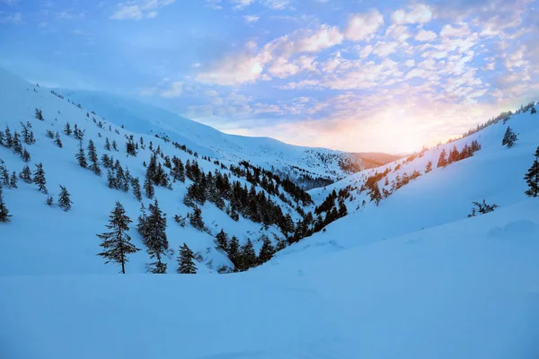 Beautiful landscape with snowy mountains — Stock Photo, Image