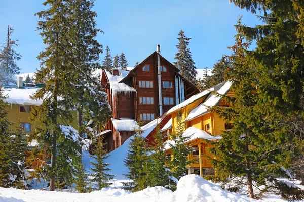 Snowy resort in mountains — Stock Photo, Image
