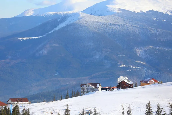 Snowy resort in mountains — Stock Photo, Image