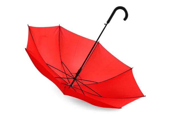 Stylish red umbrella on white background — Stock Photo, Image