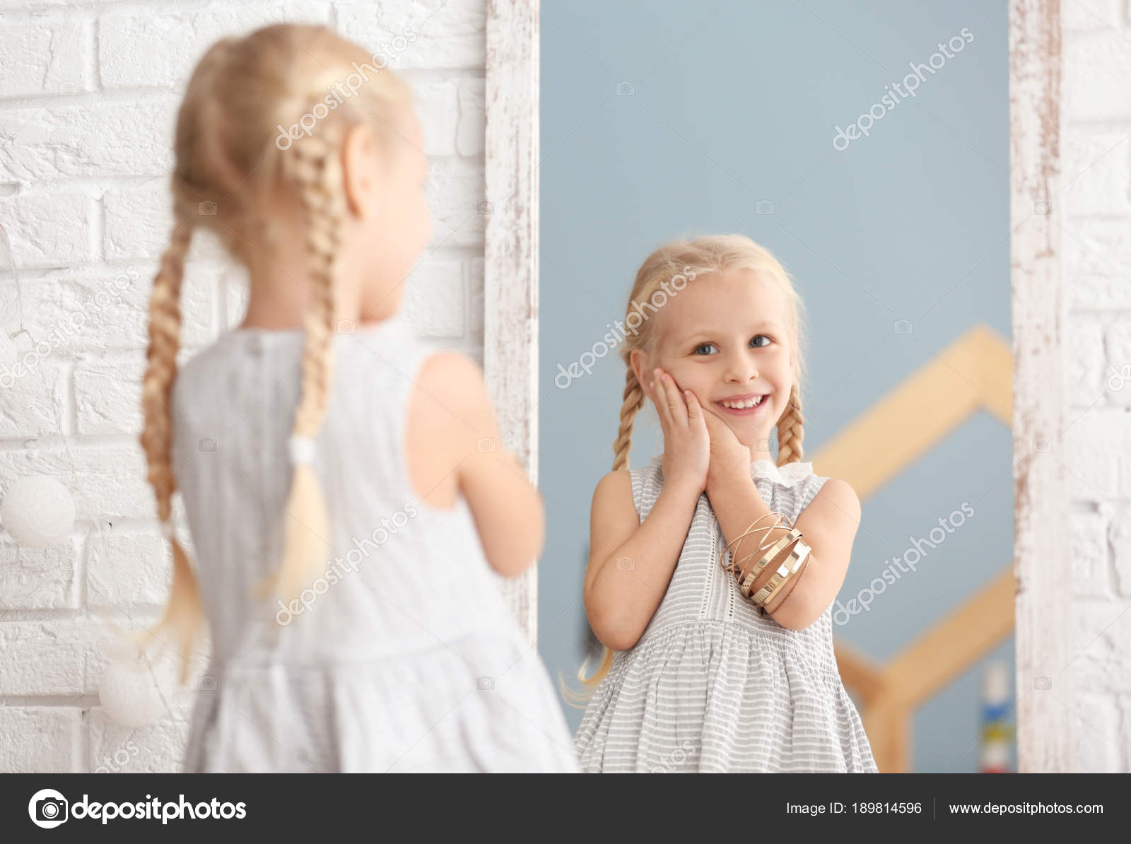 Cute Letter Bracelets Little Girl Trying On Shiny