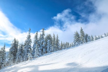 Kış günü karlı Resort kayak pisti