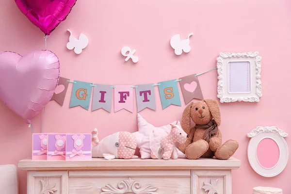 Beautiful Decorations Baby Shower Party Room — Stock Photo, Image