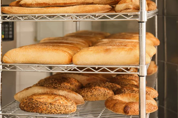 Shelves Delicious Fresh Bread Bakery — Stock Photo, Image