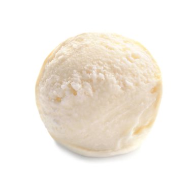 Lezzetli vanilyalı beyaz izole dondurma topu