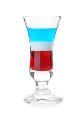 Beyaz zemin üzerine Amerikan bayrağı renkleri kokteyl katmanlı