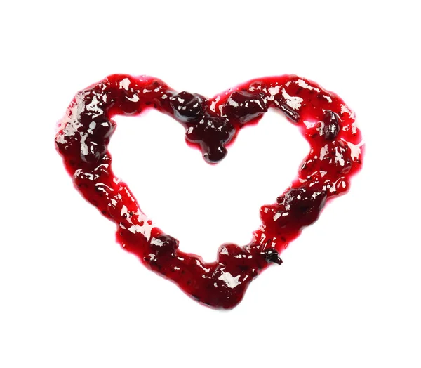 Tvar Srdce Sladké Marmelády Bílém Pozadí — Stock fotografie