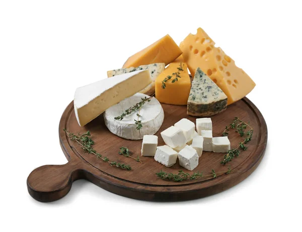 Different Cheeses White Background Fresh Dairy Products — Stock Photo, Image