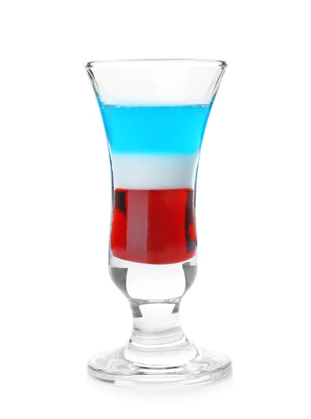 Cocktail Strati Nei Colori Della Bandiera Americana Sfondo Bianco — Foto Stock