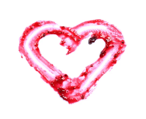 Herzform Aus Süßer Marmelade Auf Weißem Hintergrund — Stockfoto