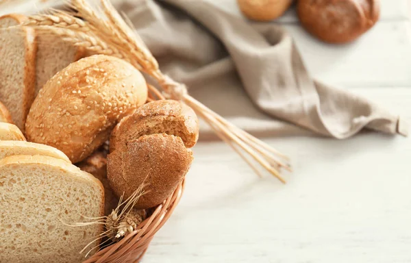 Basket Bread Products Table — Stock Photo, Image