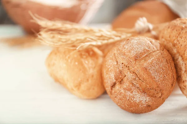 Freshly Baked Bread Products Table — Stock Photo, Image