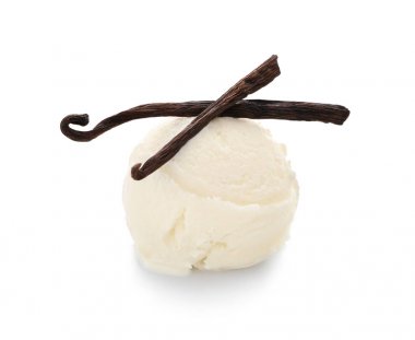 Lezzetli vanilyalı beyaz izole dondurma topu