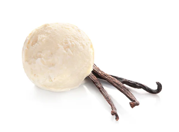 Мяч Вкусное Ванильное Мороженое Изолированы Белом — стоковое фото