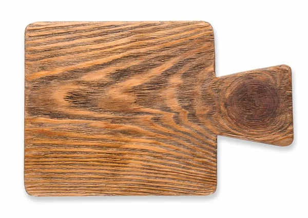 Houten Plank Witte Achtergrond Handgemaakte Kookgerei — Stockfoto