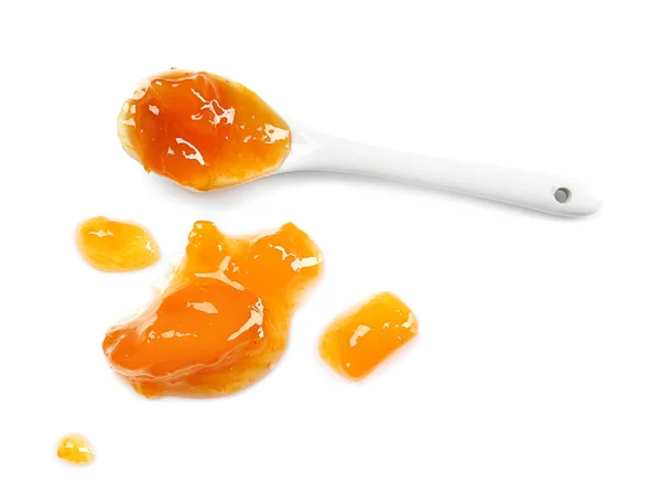 Spoon Sweet Jam White Background — Stock Photo, Image